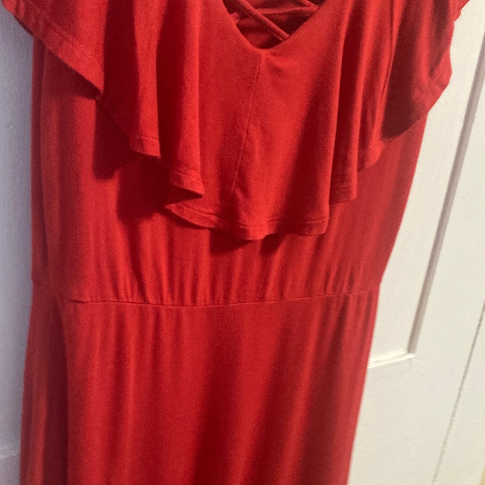 Pink Rose Red Ruffle Mini Dress - Picture 4 of 8